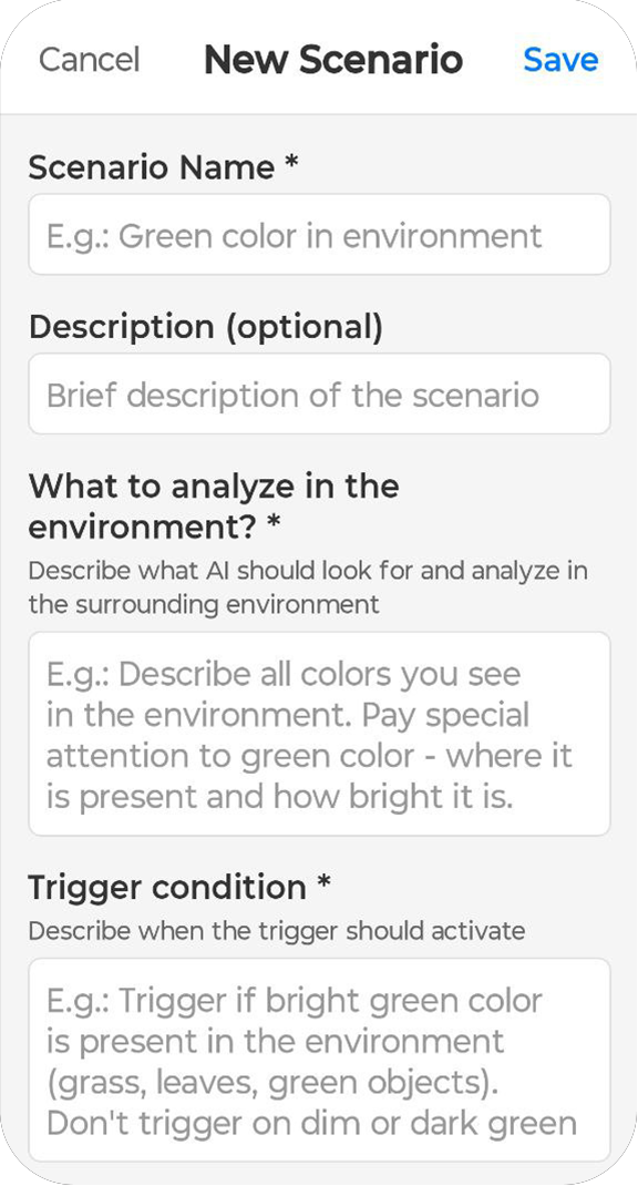 Scenarios Screen